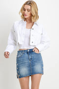 Oversized Crop Jacket (Color White - Front View)