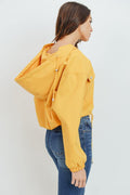 Faux Leather Jacket (Color Mustard - Back View)