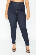 Mid-Rise Push-Up Skinny Jeans (Curve +) (Color Super Dark -Front View)