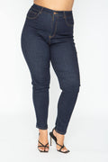 Mid-Rise Push-Up Skinny Jeans (Curve +) (Color Super Dark - Front View)