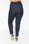 Mid-Rise Push-Up Skinny Jeans (Curve +) (Color Super Dark - Back View)
