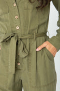 Tencel Jumpsuit (Color Olive - Detail View)
